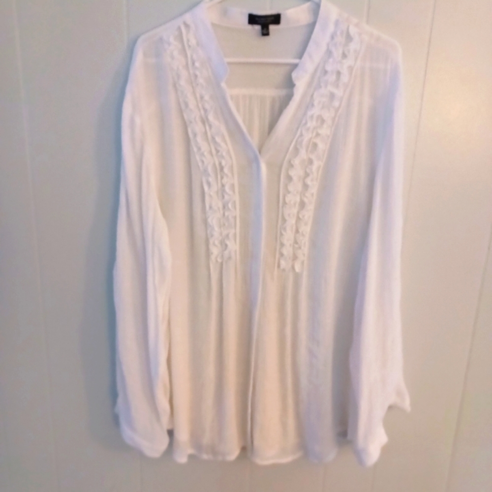 White ruffled blouse